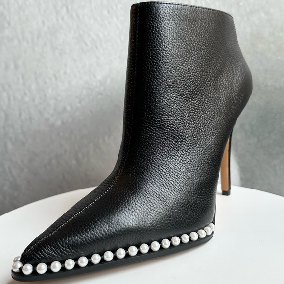 🌸KARL LAGERFELD🌸 Cyron Studded Leather Stiletto Booties Size:6 - Picture 4 of 10